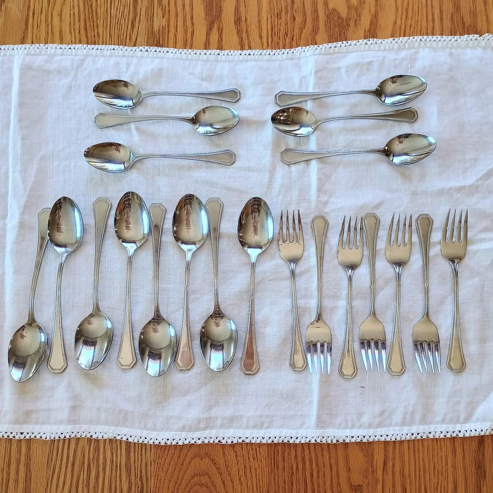 21 PCs Reed & Barton Rebacraft Stainless Steel Key Largo Flatware Fork Spoon
